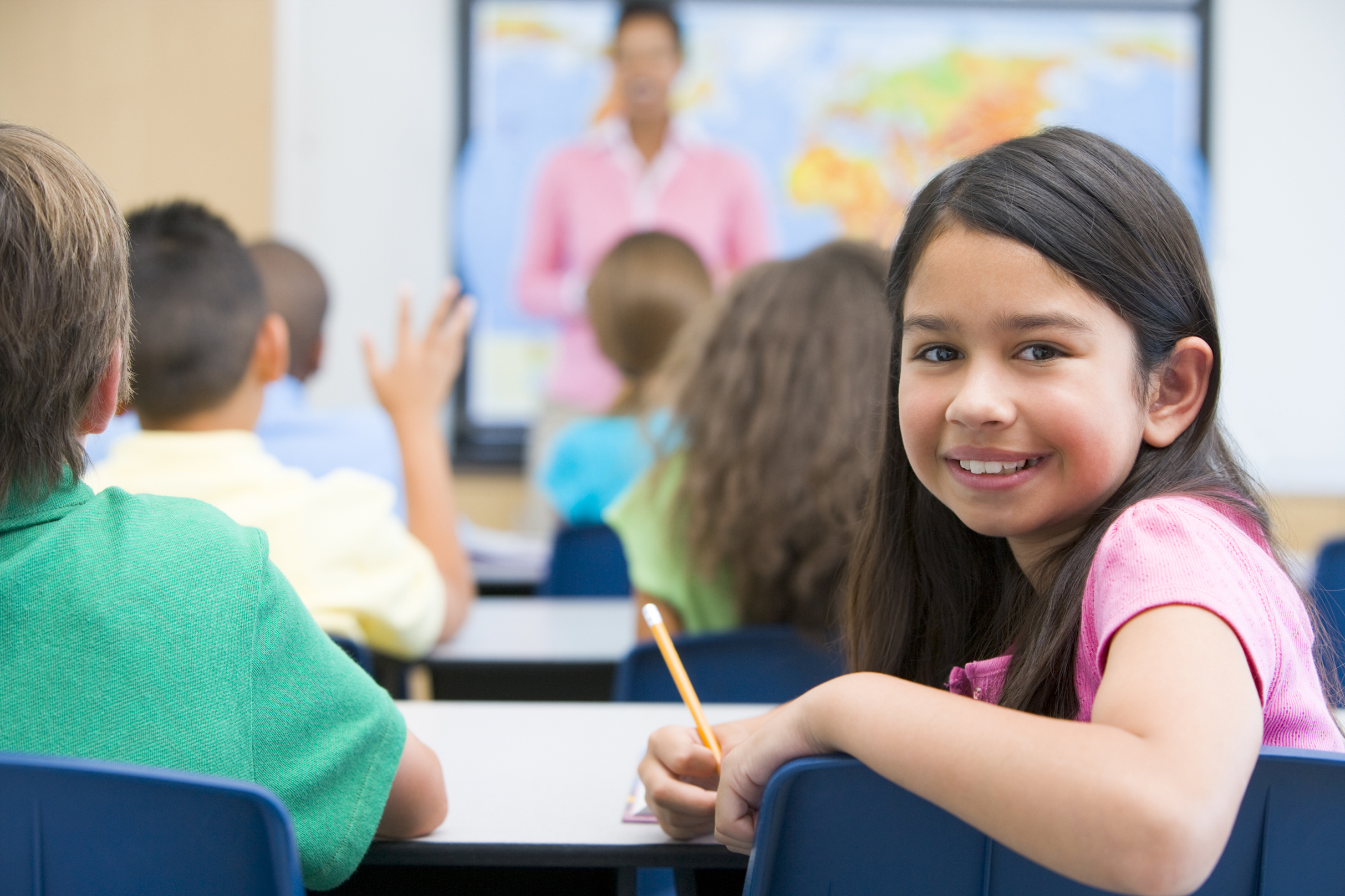 student in a classroom